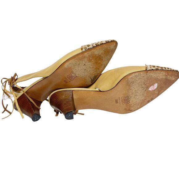 Vintage Tokio Kumagai Womens Size Leopard Print Fur Tip Slingback Heels - Picture 9 of 9